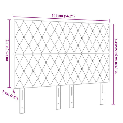 Testiera LED con testiera Verde Scuro 144 cm Poliestere