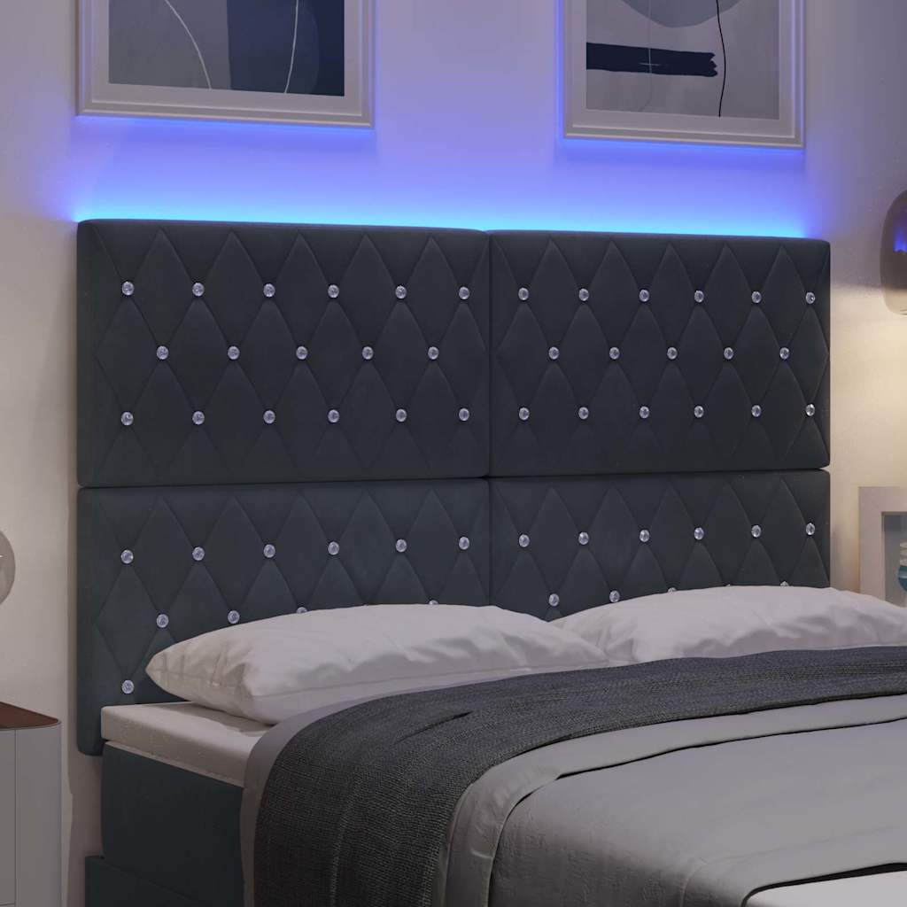 Testiera LED con testiera Grigio scuro 160 cm Poliestere