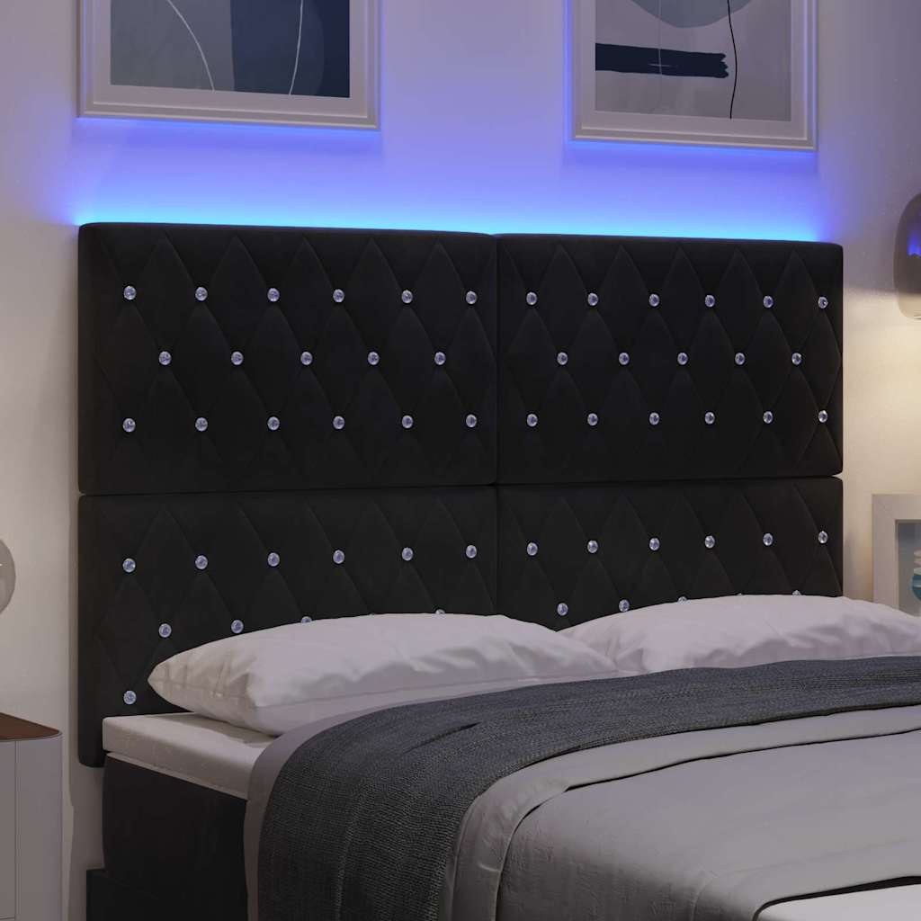 Testiera LED con strisce LED con testiera Nero 160 cm Velluto | homemem39