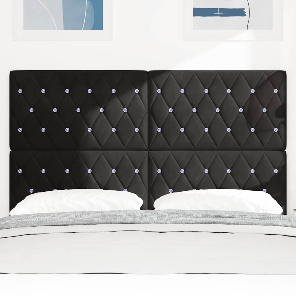 Testiera LED con strisce LED con testiera Nero 160 cm Velluto | homemem39