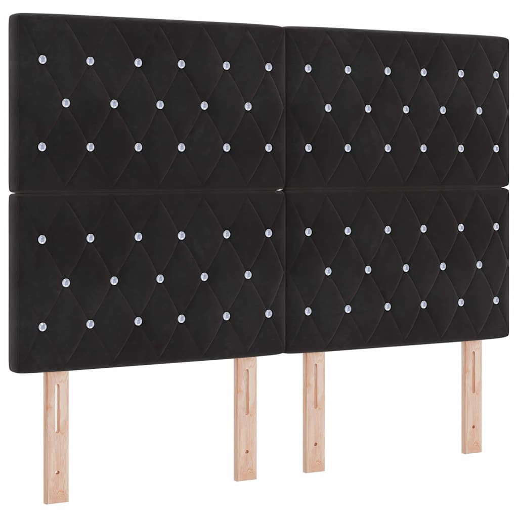 Testiera LED con strisce LED con testiera Nero 160 cm Velluto | homemem39