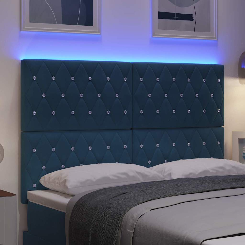 Testiera LED con testiera Blu Scuro 160 cm Poliestere