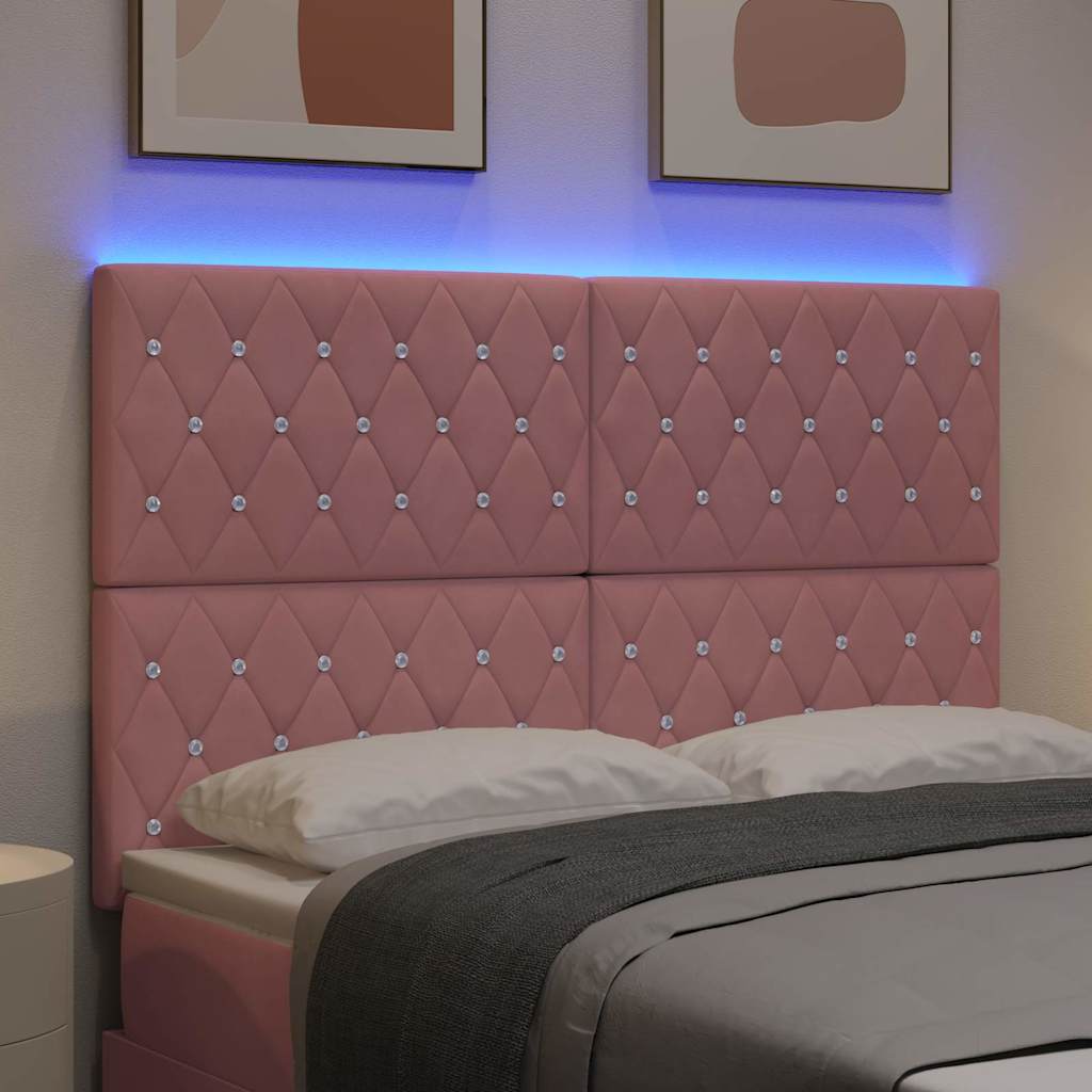 Testiera LED con strisce LED con testiera Rosa 160 cm Velluto | homemem39