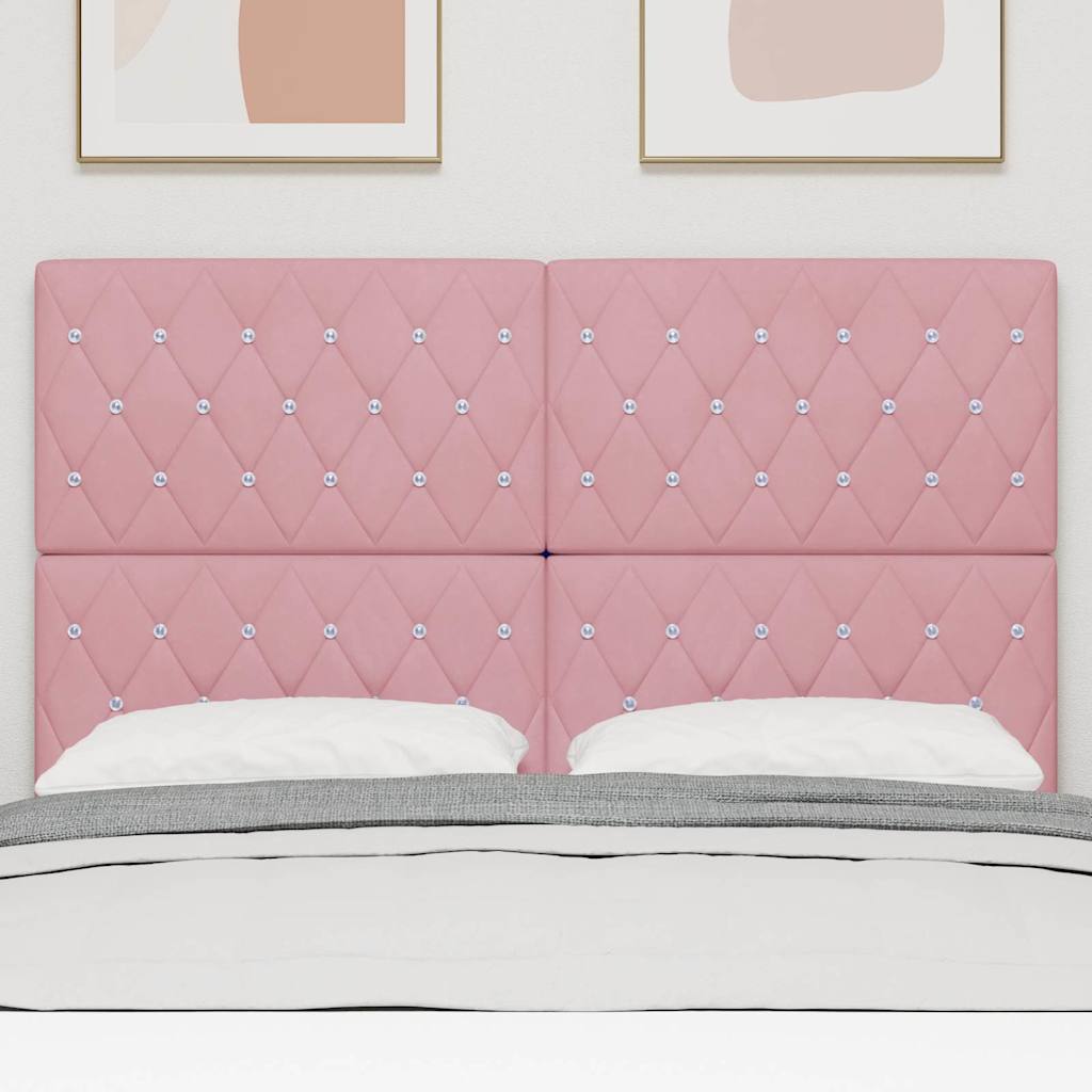 Testiera LED con strisce LED con testiera Rosa 160 cm Velluto | homemem39