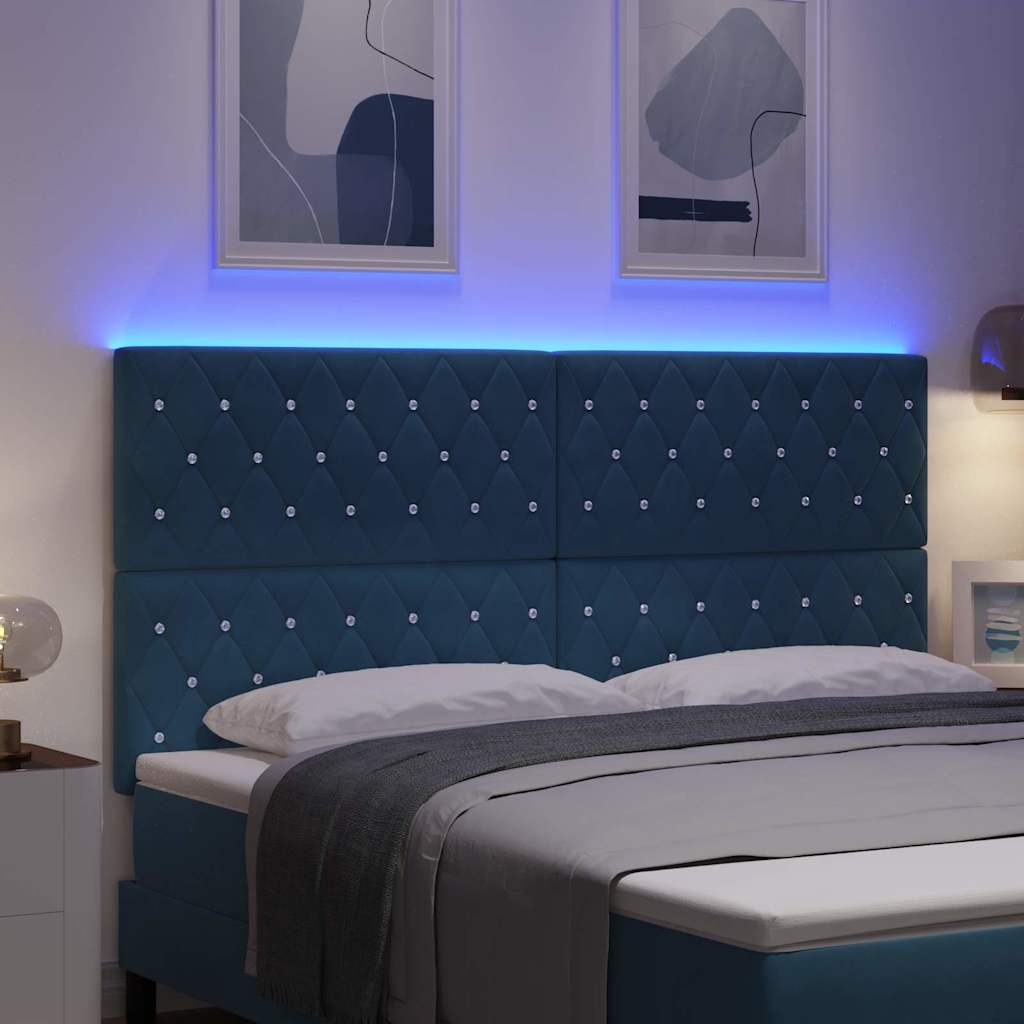 Testiera LED con strisce LED Blu Scuro 180 cm Velluto | homemem39
