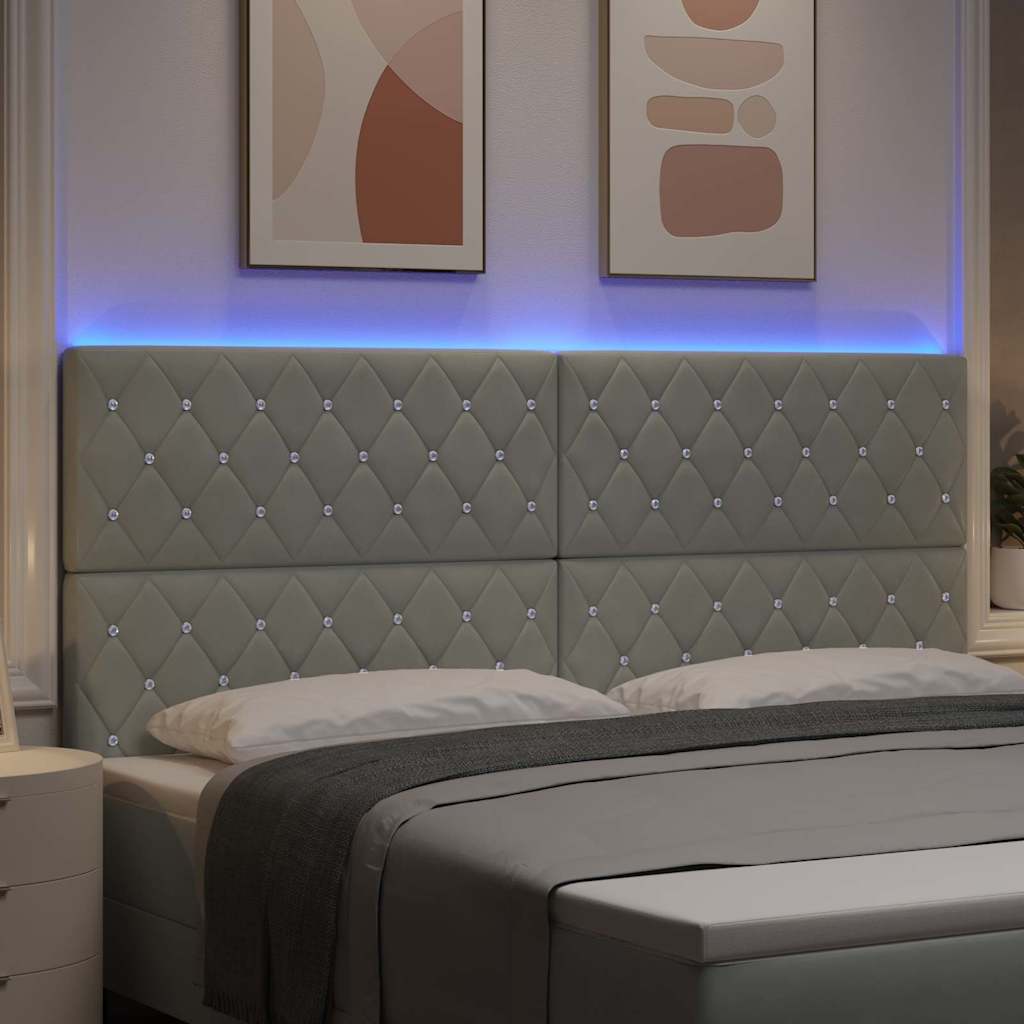 Testiera LED con testiera Grigio chiaro 200 cm Poliestere