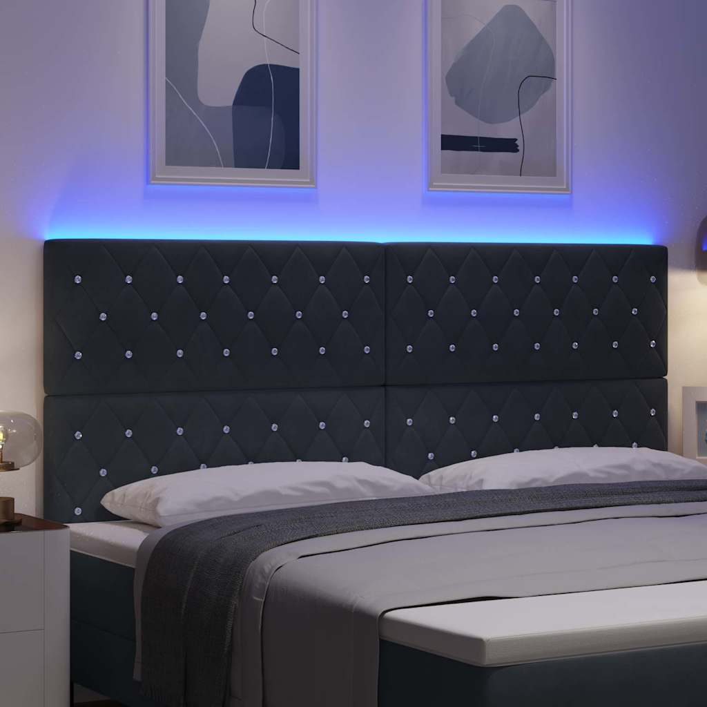 Testiera LED con testiera Grigio scuro 200 cm Poliestere