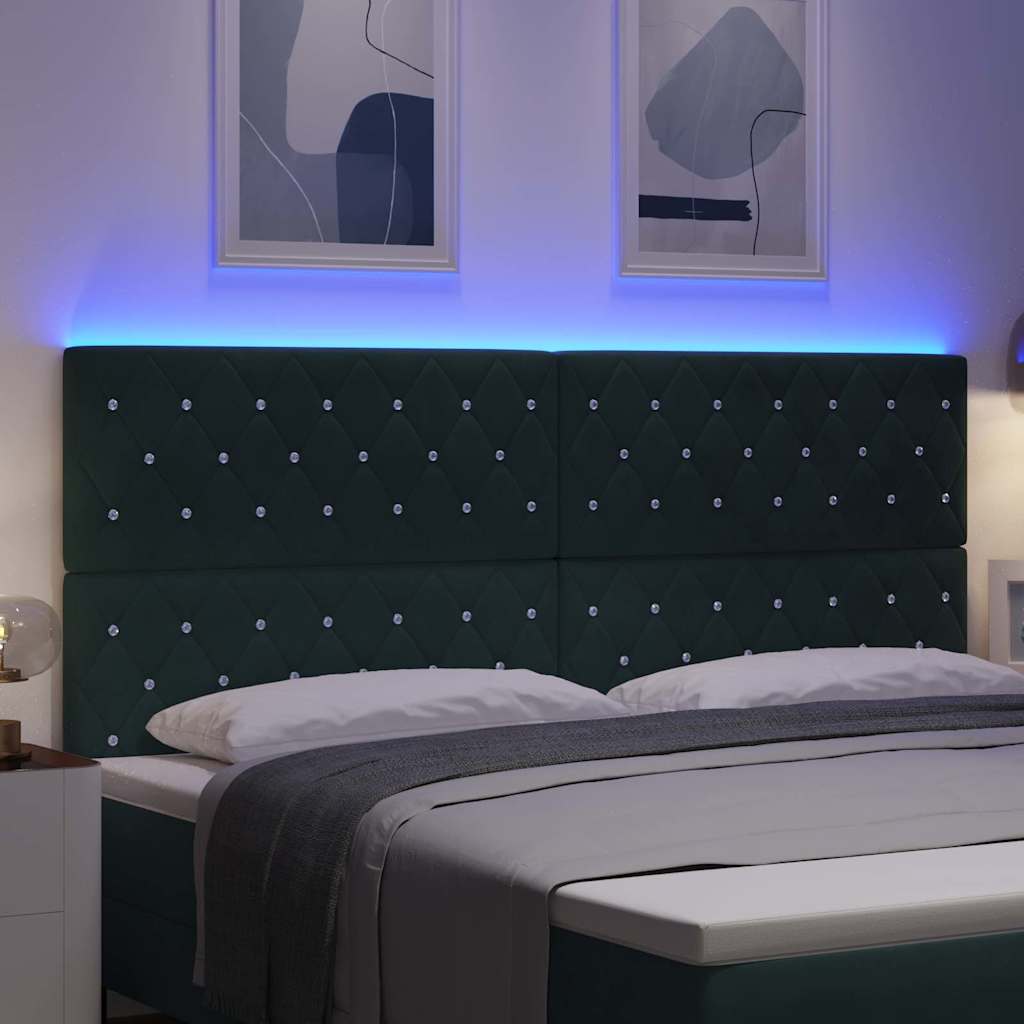 Testiera LED con strisce LED Verde Scuro 200 cm Velluto | homemem39
