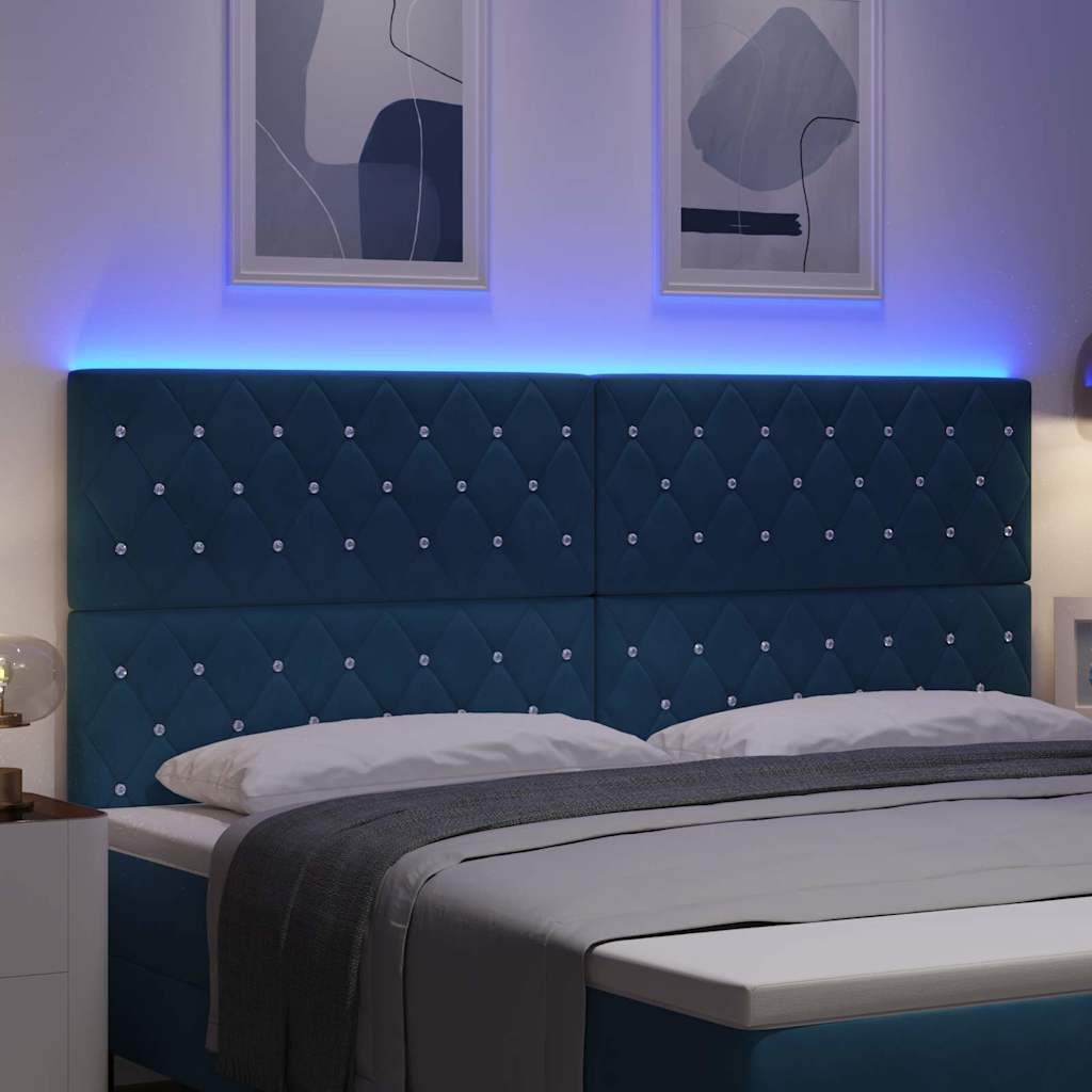 Testiera LED con testiera Blu Scuro 200 cm Poliestere