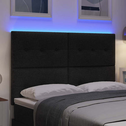 Testiera LED con strisce LED con testiera Nero 144 cm Tessuto | homemem39