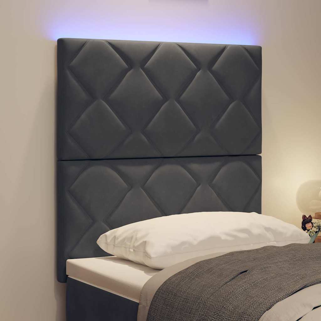 Testiera LED Grigio scuro 80 cm Velluto