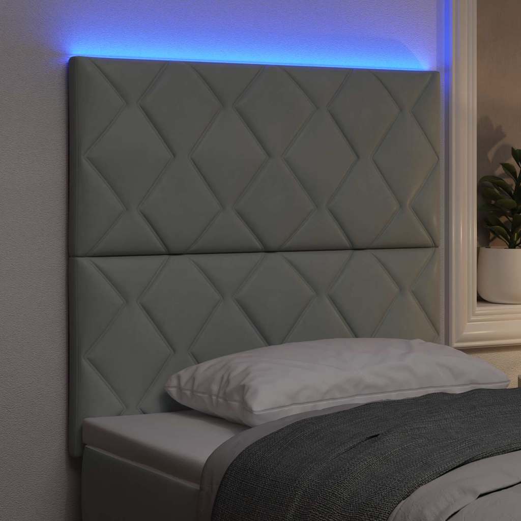 Testiera LED con testiera Grigio chiaro 100 cm Pelle Sintetica