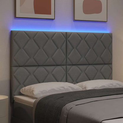 Testiera LED Grigio chiaro 144 cm Tessuto