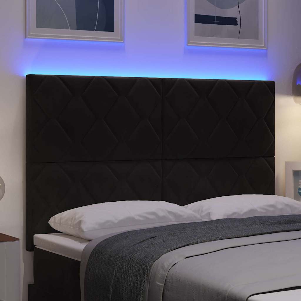 Testiera LED Nero 144 cm Velluto | homemem39