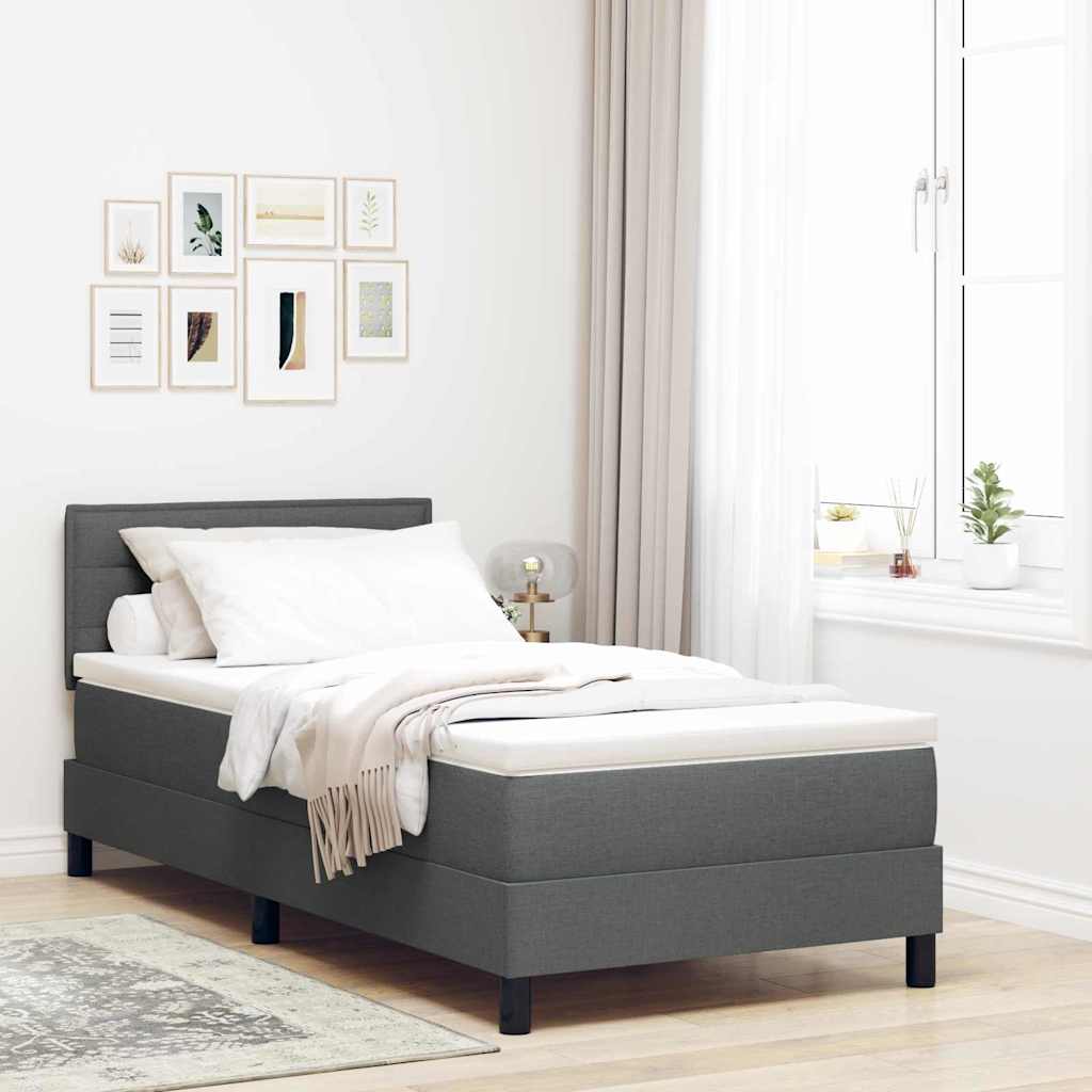 Letto a molle con testiera Grigio scuro 80 x 200 cm Tessuto | homemem39