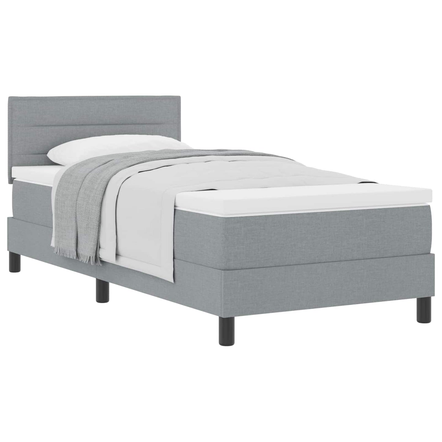 Letto a molle con materasso Grigio chiaro 90 x 190 cm Tessuto