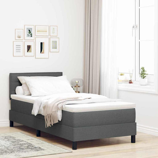 Letto a molle con testiera Grigio scuro 90 x 190 cm Tessuto | homemem39