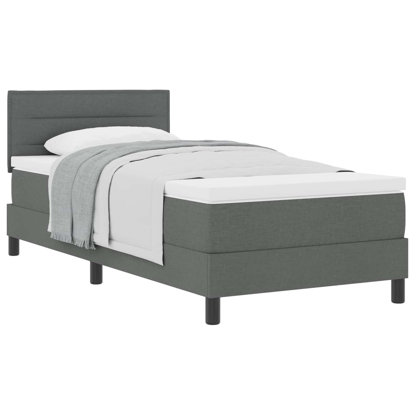 Letto a molle con testiera Grigio scuro 90 x 190 cm Tessuto | homemem39