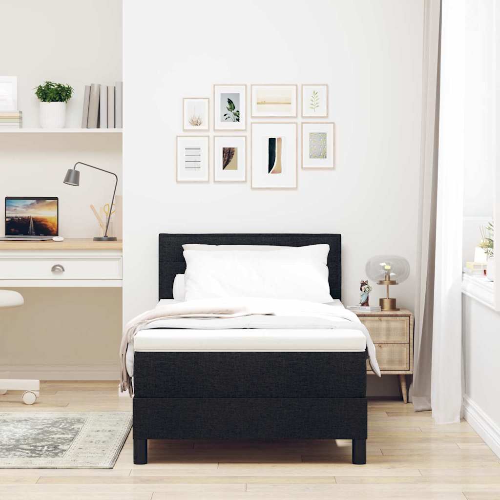 Letto a molle con testiera Nero 100 x 200 cm Tessuto | homemem39