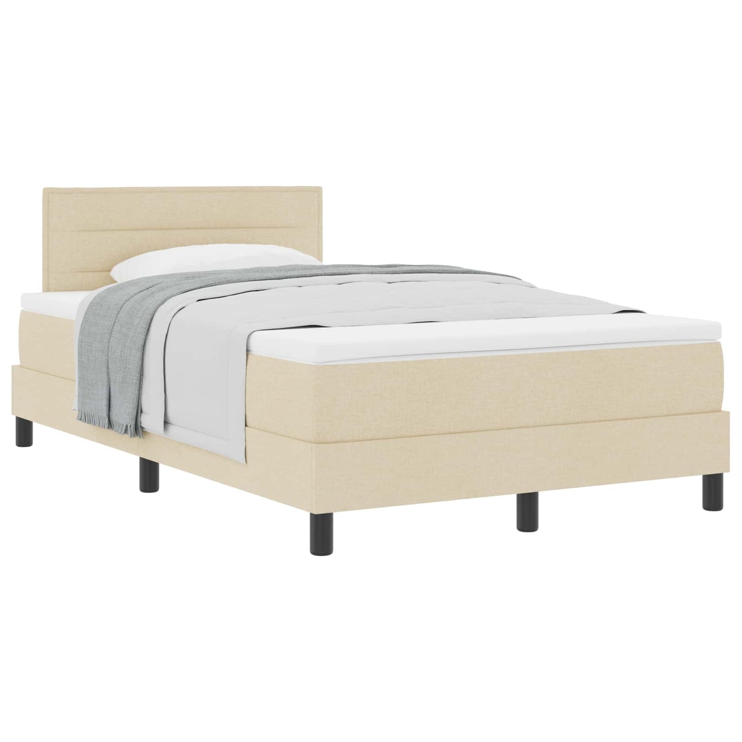 Letto a molle con materasso Crema 120 x 190 cm Tessuto