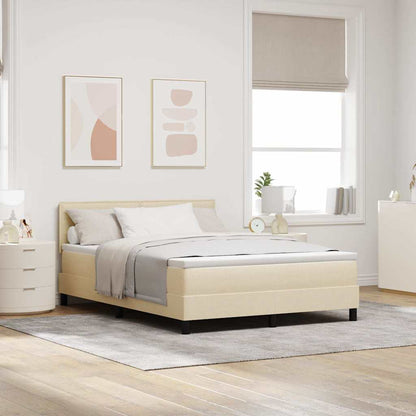 Letto a molle con cuscino Crema 140 x 190 cm Tessuto | homemem39