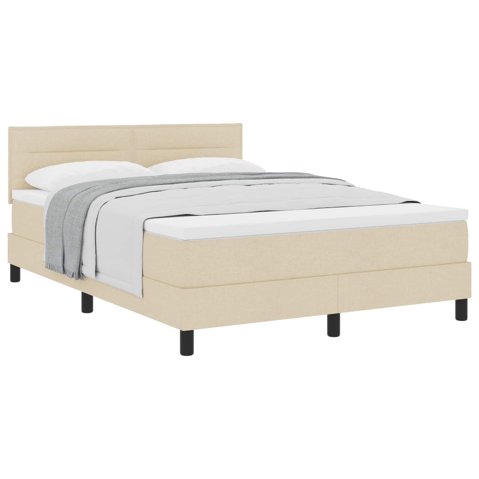 Letto a molle con cuscino Crema 140 x 190 cm Tessuto | homemem39