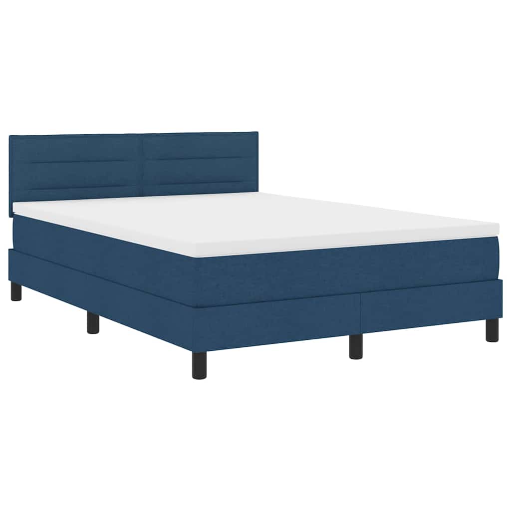 Letto a molle con testiera Blu 140 x 200 cm Tessuto | homemem39