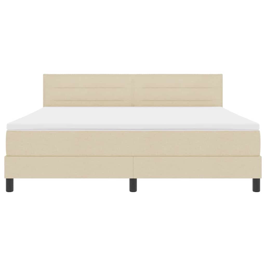 Letto a molle con materasso Crema 180 x 200 cm Tessuto