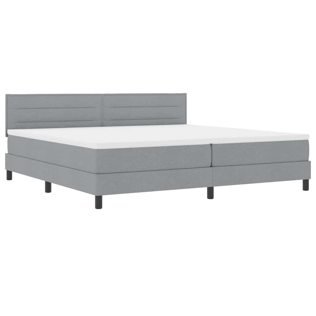 Letto a molle con testiera Grigio chiaro 200 x 200 cm Tessuto | homemem39