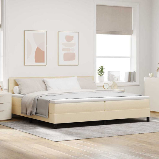 Letto a molle con testiera Crema 200 x 200 cm Tessuto | homemem39