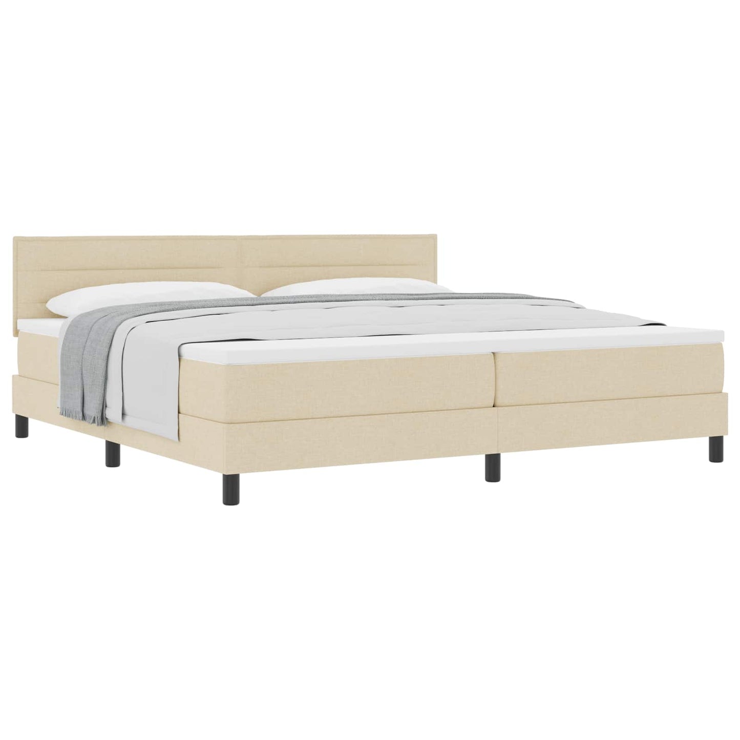 Letto a molle con testiera Crema 200 x 200 cm Tessuto | homemem39
