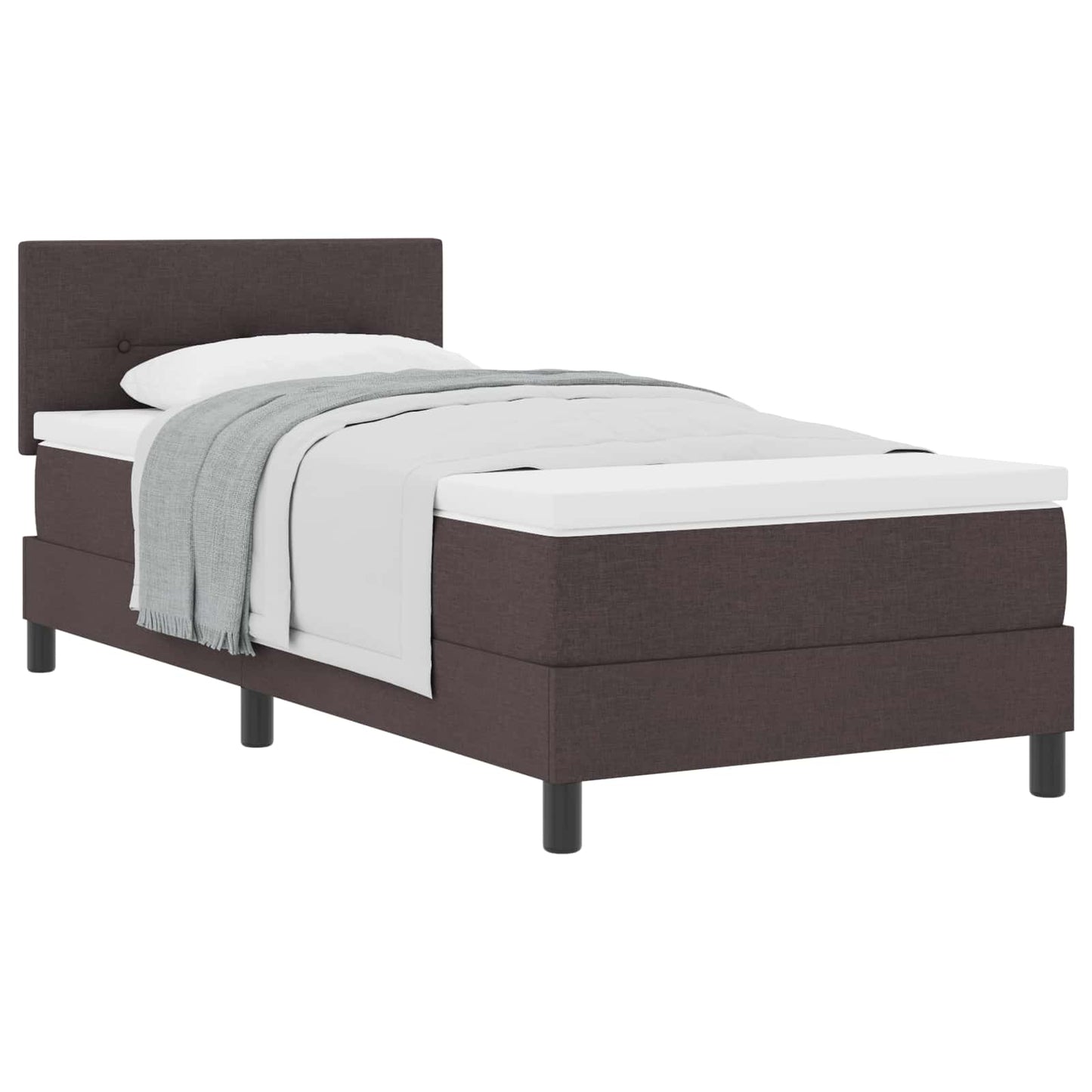 Letto a molle con cuscino Marrone Scuro 90 x 190 cm Tessuto | homemem39