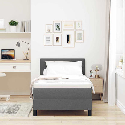 Letto a molle con testiera Grigio scuro 90 x 200 cm Tessuto