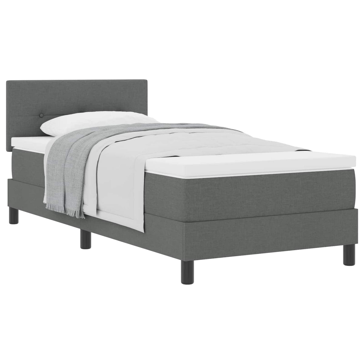 Letto a molle con testiera Grigio scuro 90 x 200 cm Tessuto