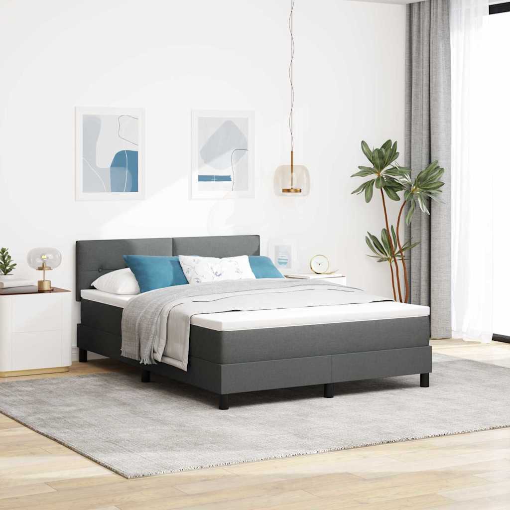 Letto a molle con testiera Grigio scuro 140 x 190 cm Tessuto | homemem39