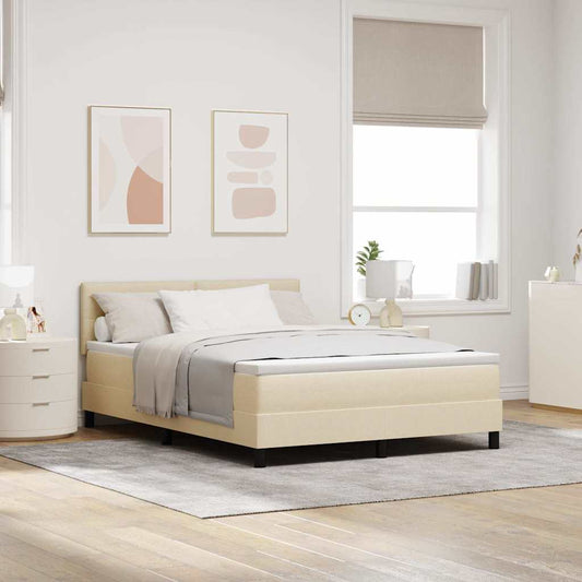 Letto a molle con testiera Crema 140 x 190 cm Tessuto | homemem39
