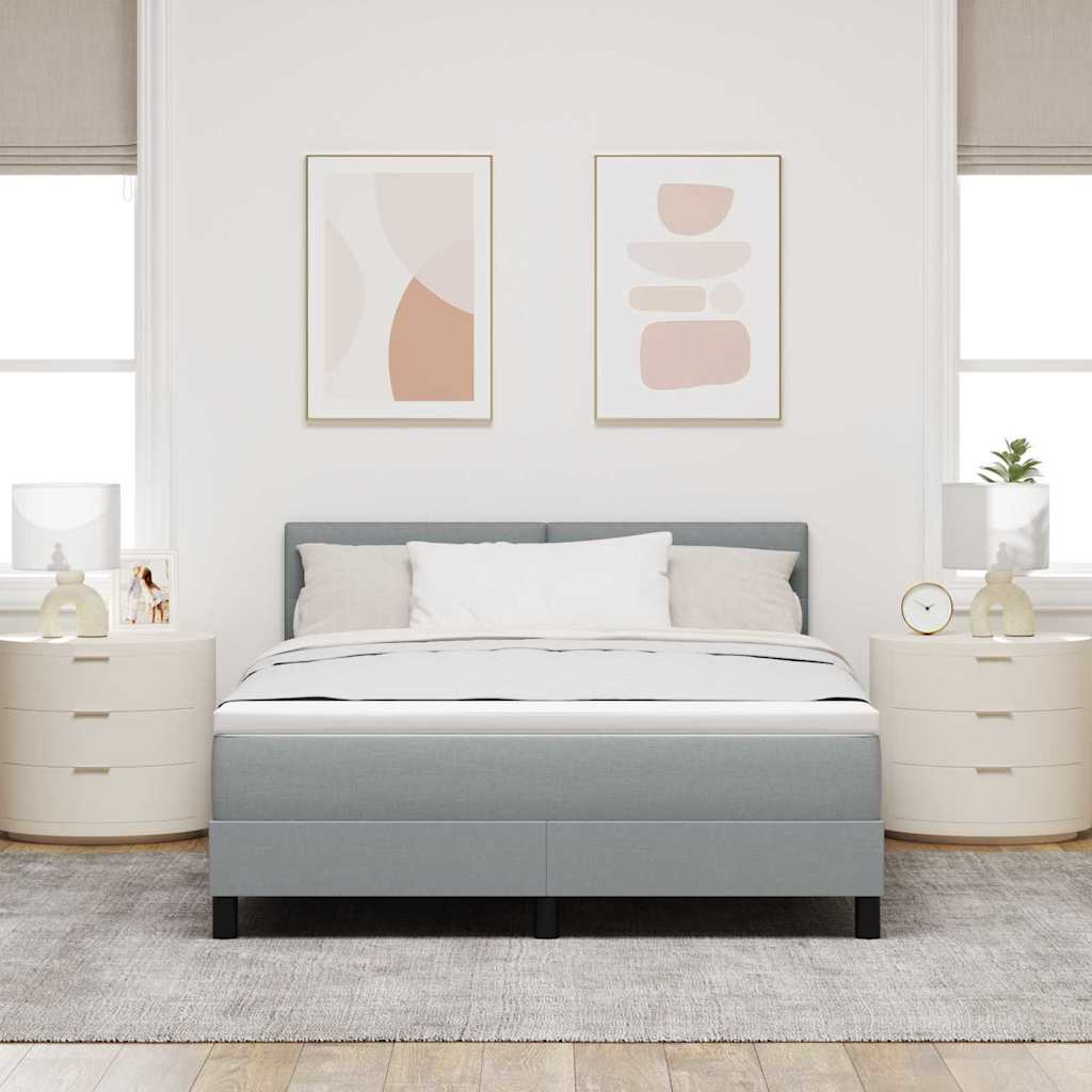 Letto a molle con testiera Grigio chiaro 140 x 200 cm Tessuto | homemem39