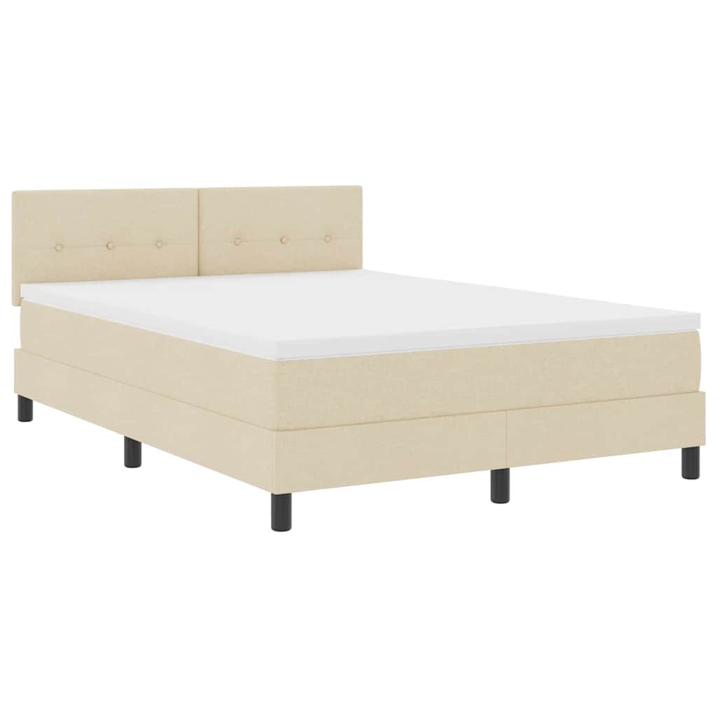 Letto a molle con testiera Crema 140 x 200 cm Tessuto | homemem39
