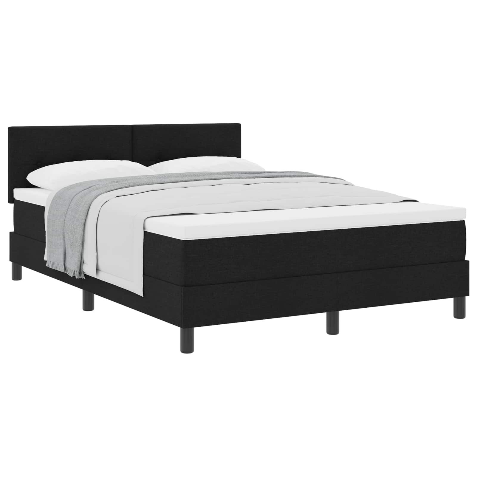 Letto a molle con testiera Nero 160 x 200 cm Tessuto | homemem39