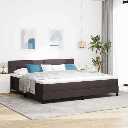 Letto a molle con testiera Marrone Scuro 200 x 200 cm Tessuto