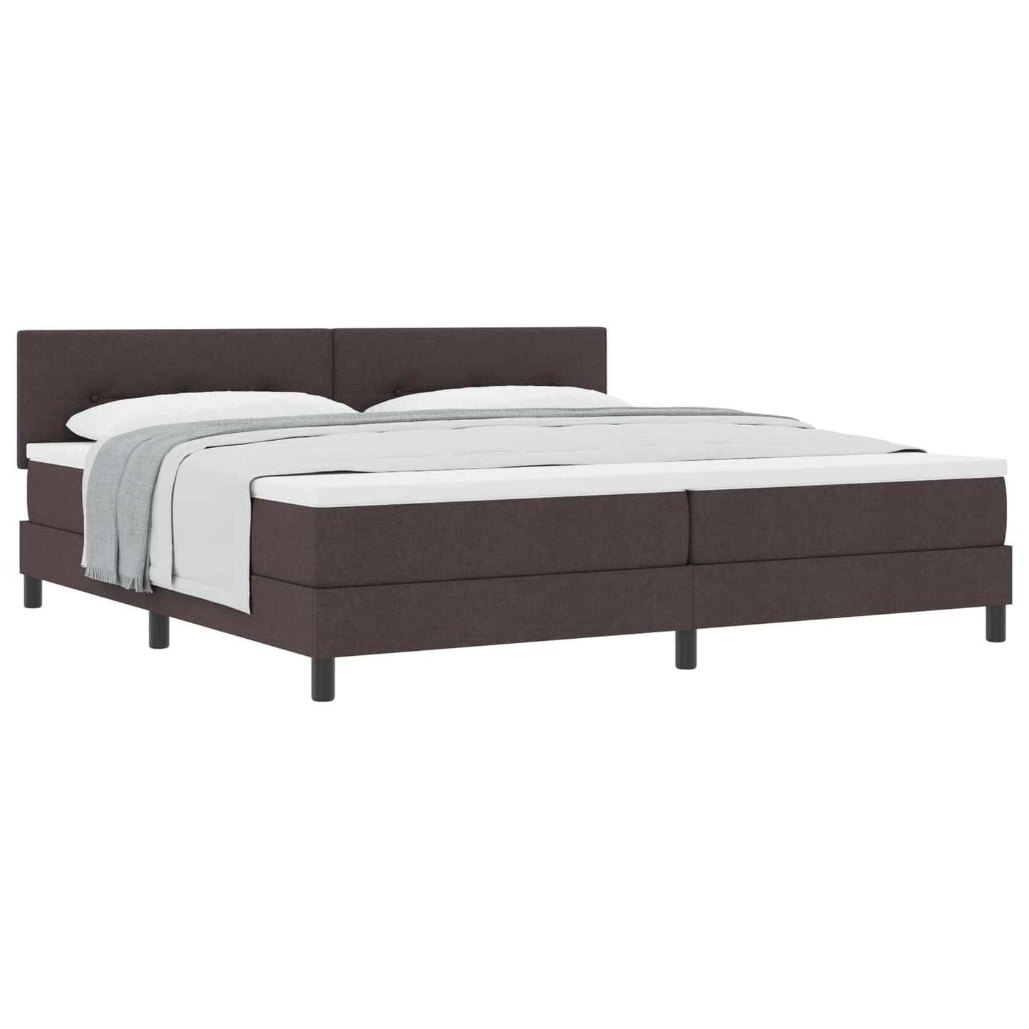 Letto a molle con testiera Marrone Scuro 200 x 200 cm Tessuto