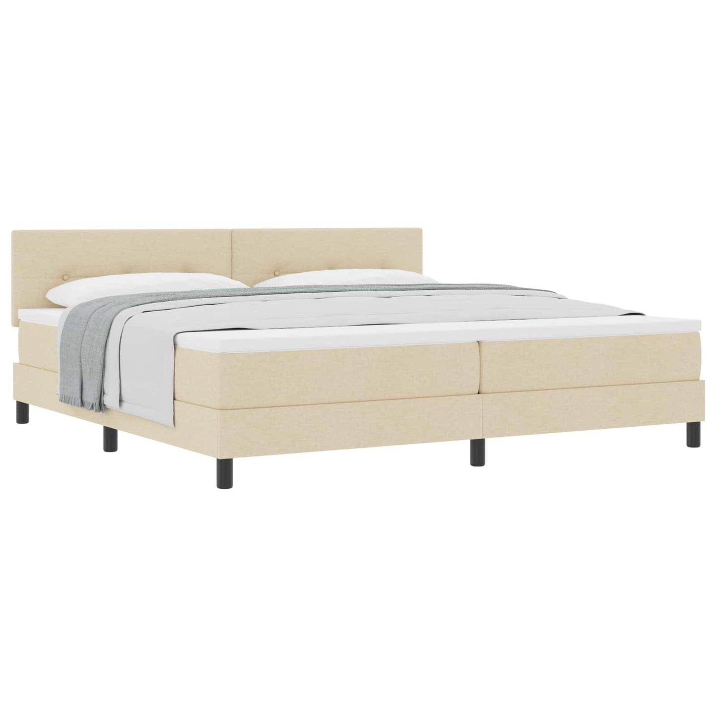Letto a molle con testiera Crema 200 x 200 cm Tessuto | homemem39