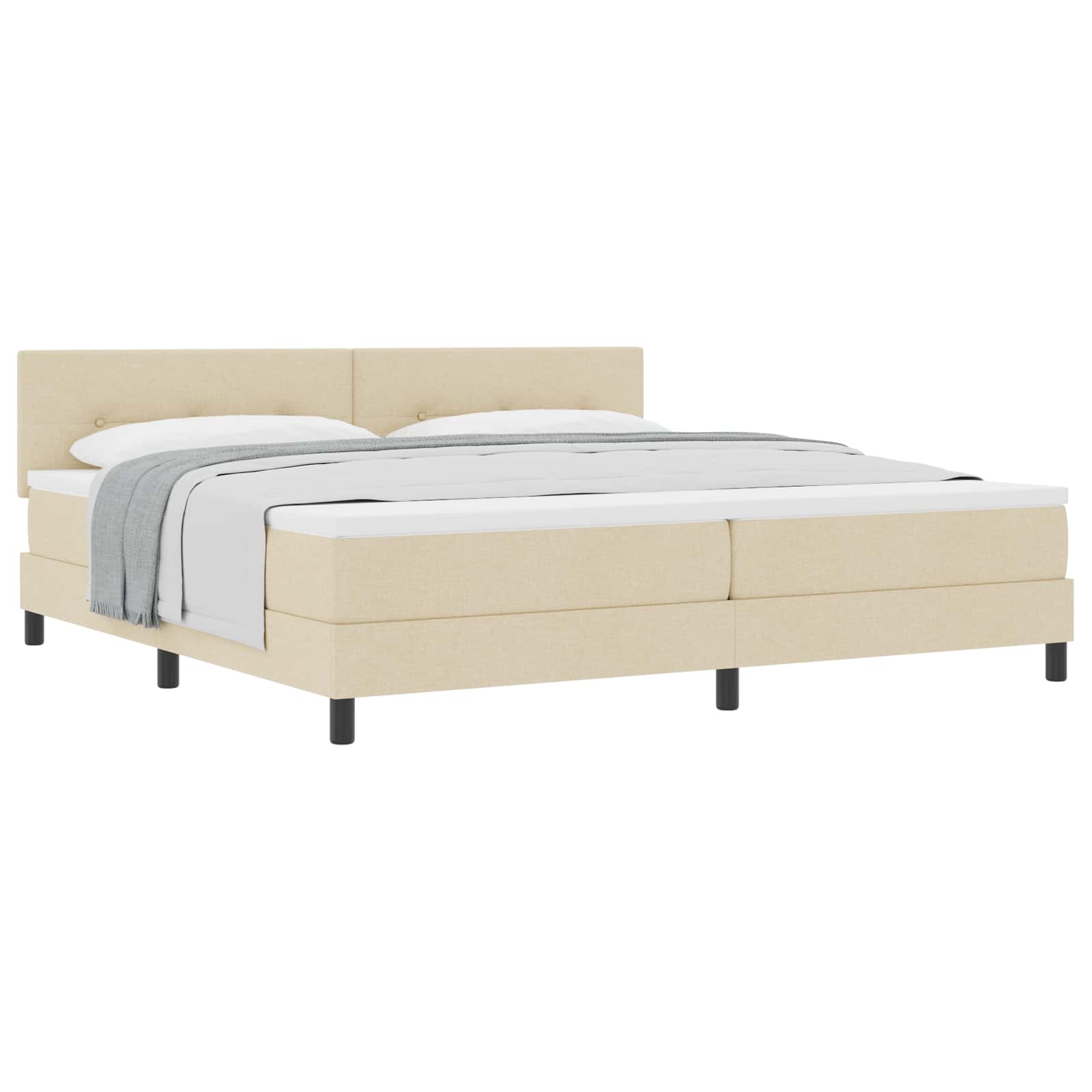 Letto a molle con testiera Crema 200 x 200 cm Tessuto | homemem39