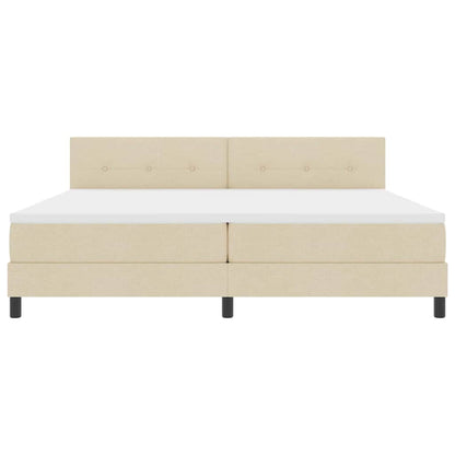Letto a molle con testiera Crema 200 x 200 cm Tessuto | homemem39