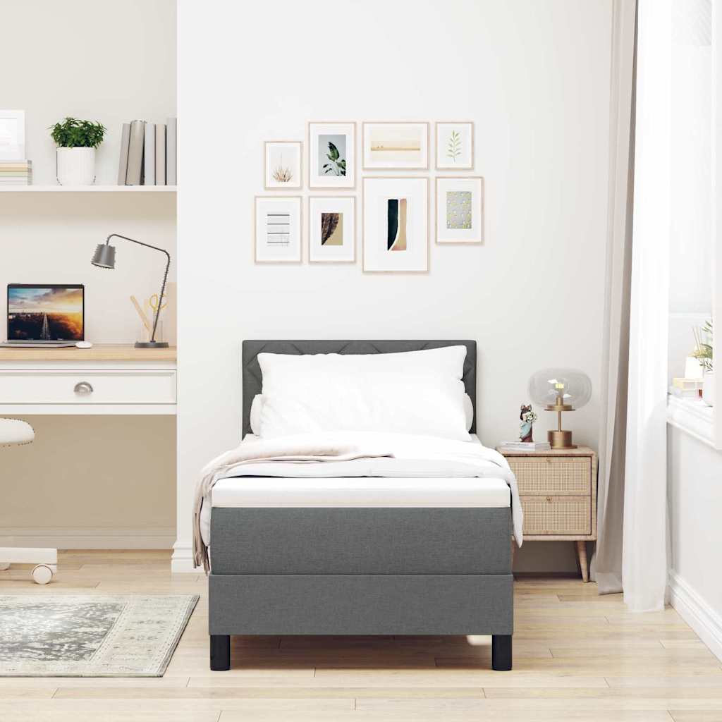 Letto a molle con testiera Grigio scuro 80 x 200 cm Tessuto | homemem39