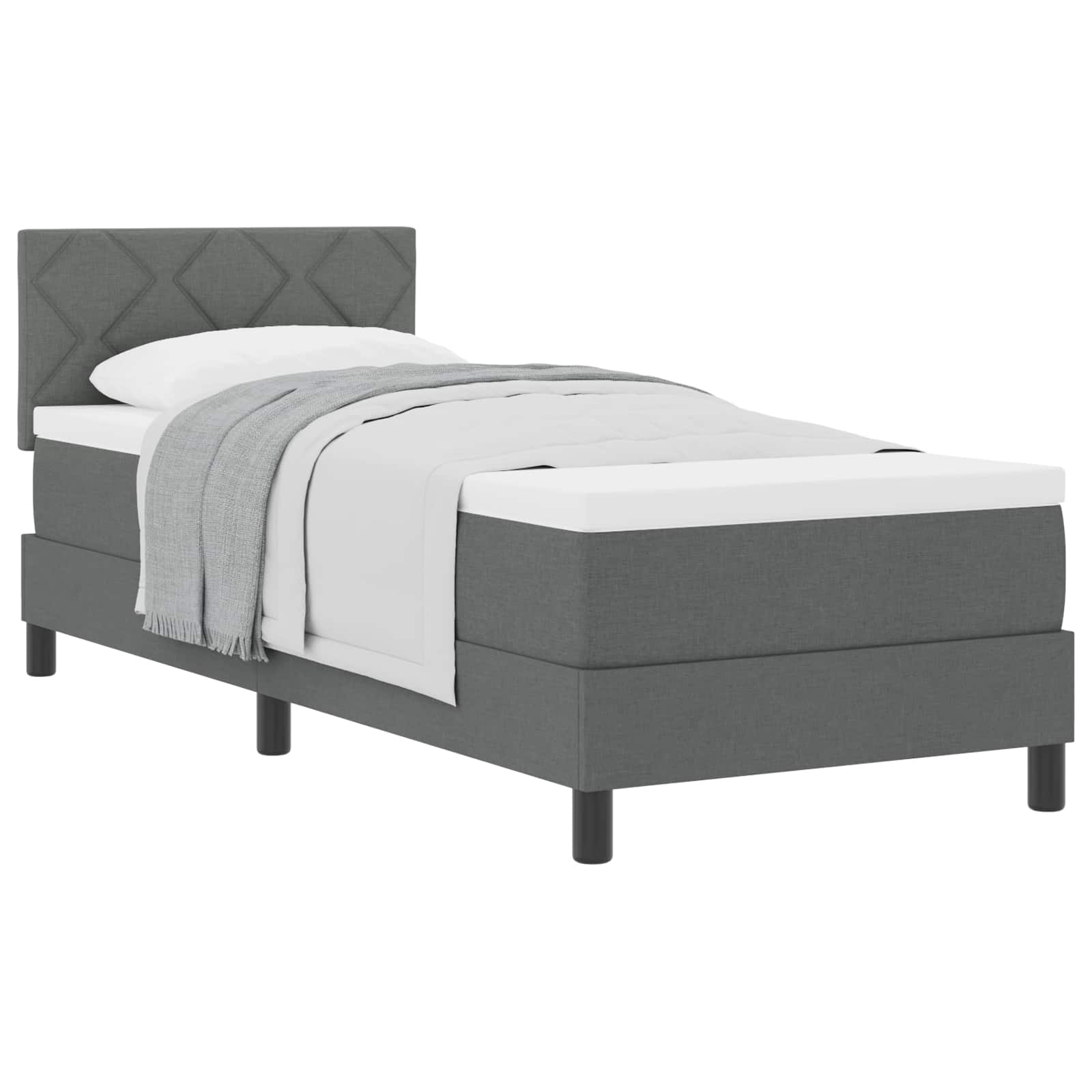 Letto a molle con testiera Grigio scuro 80 x 200 cm Tessuto | homemem39