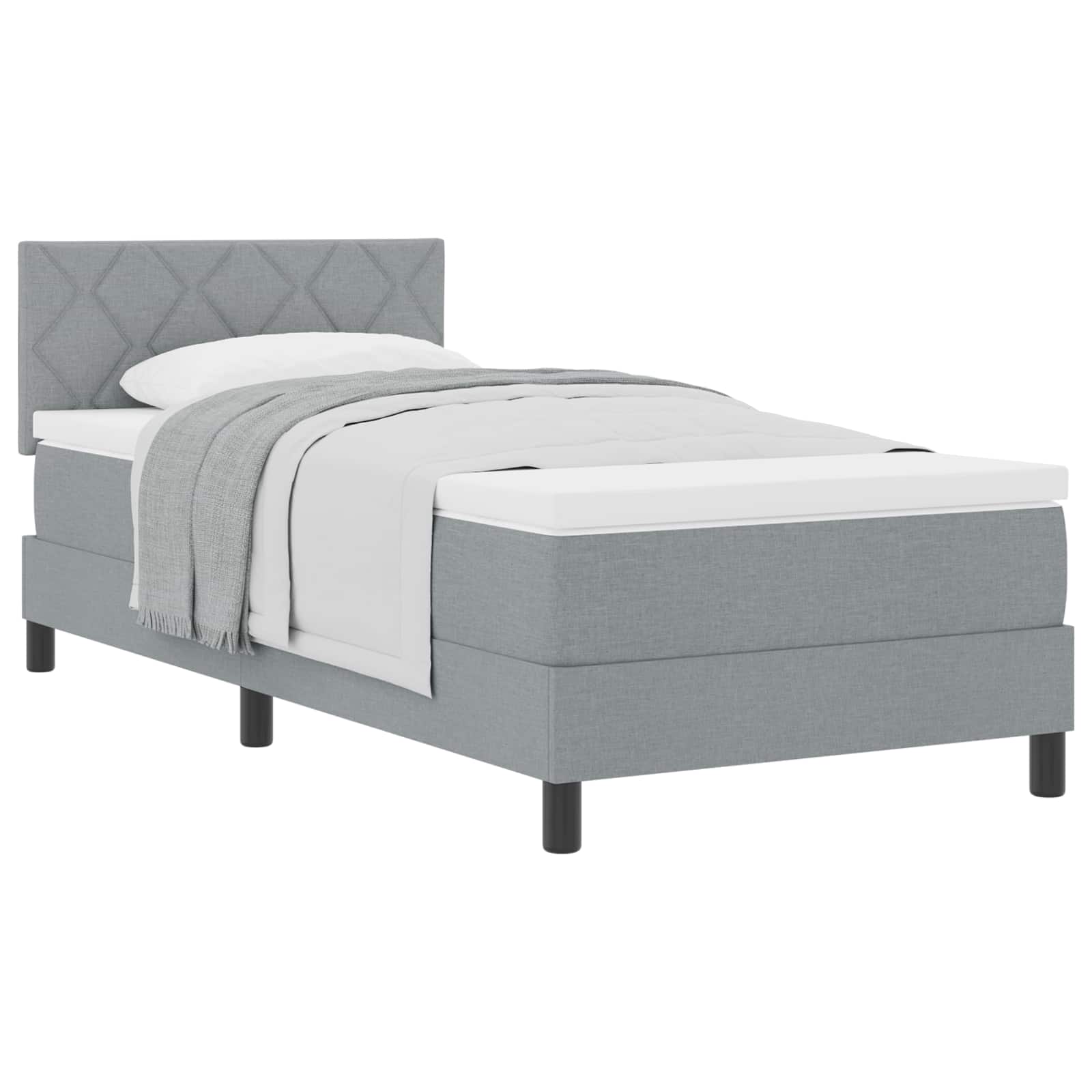 Letto a molle con testiera Grigio chiaro 90 x 190 cm Tessuto | homemem39