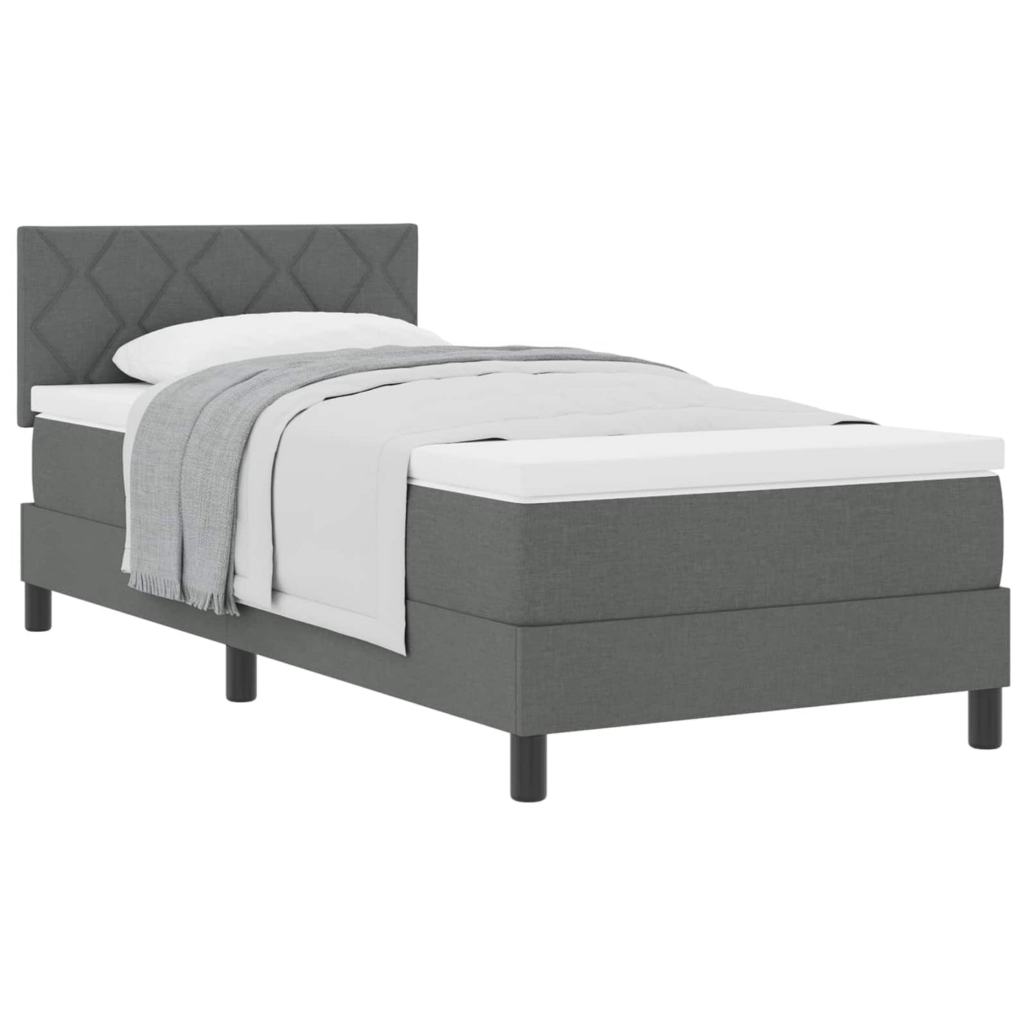 Letto a molle con materasso Grigio scuro 90 x 190 cm Tessuto