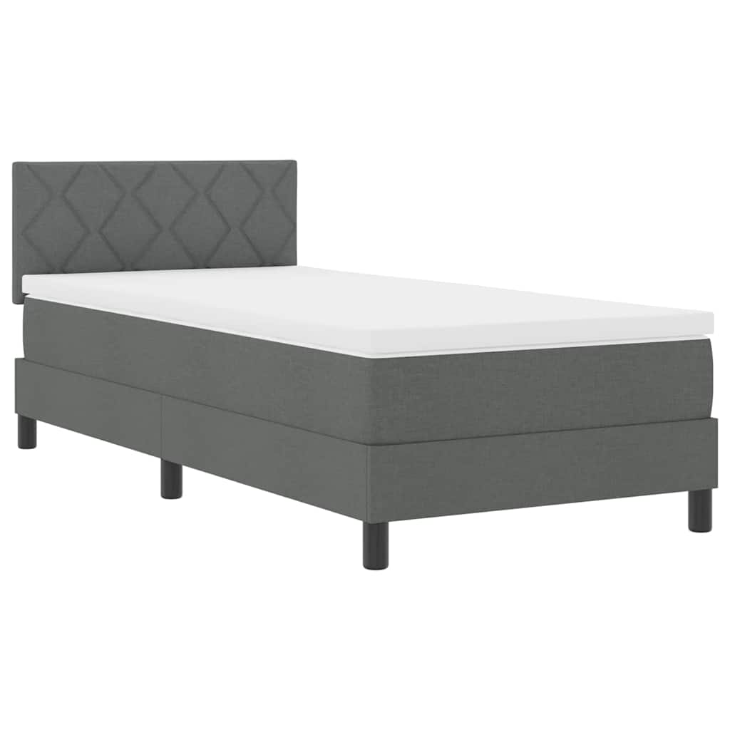 Letto a molle con materasso Grigio scuro 90 x 190 cm Tessuto