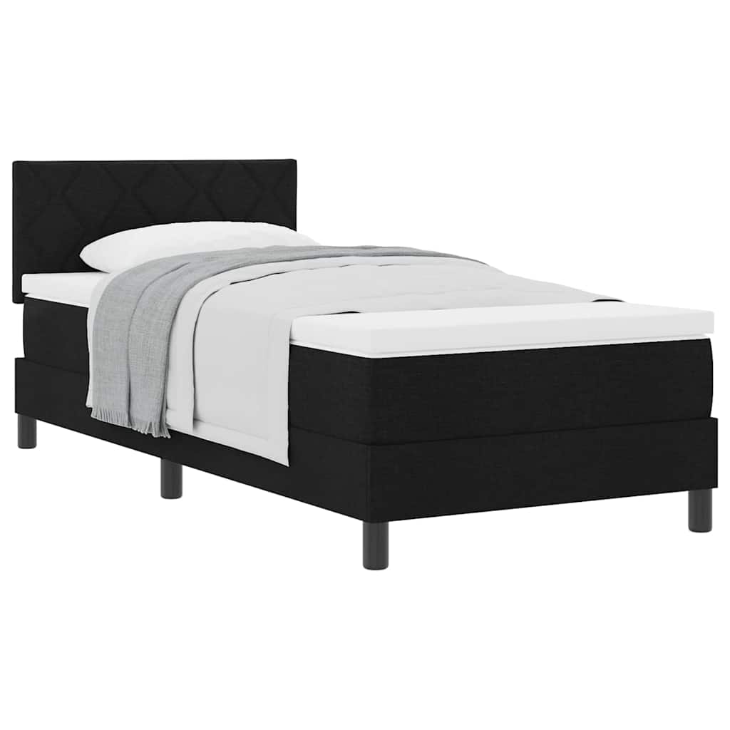 Letto a molle con materasso Nero 90 x 190 cm Tessuto